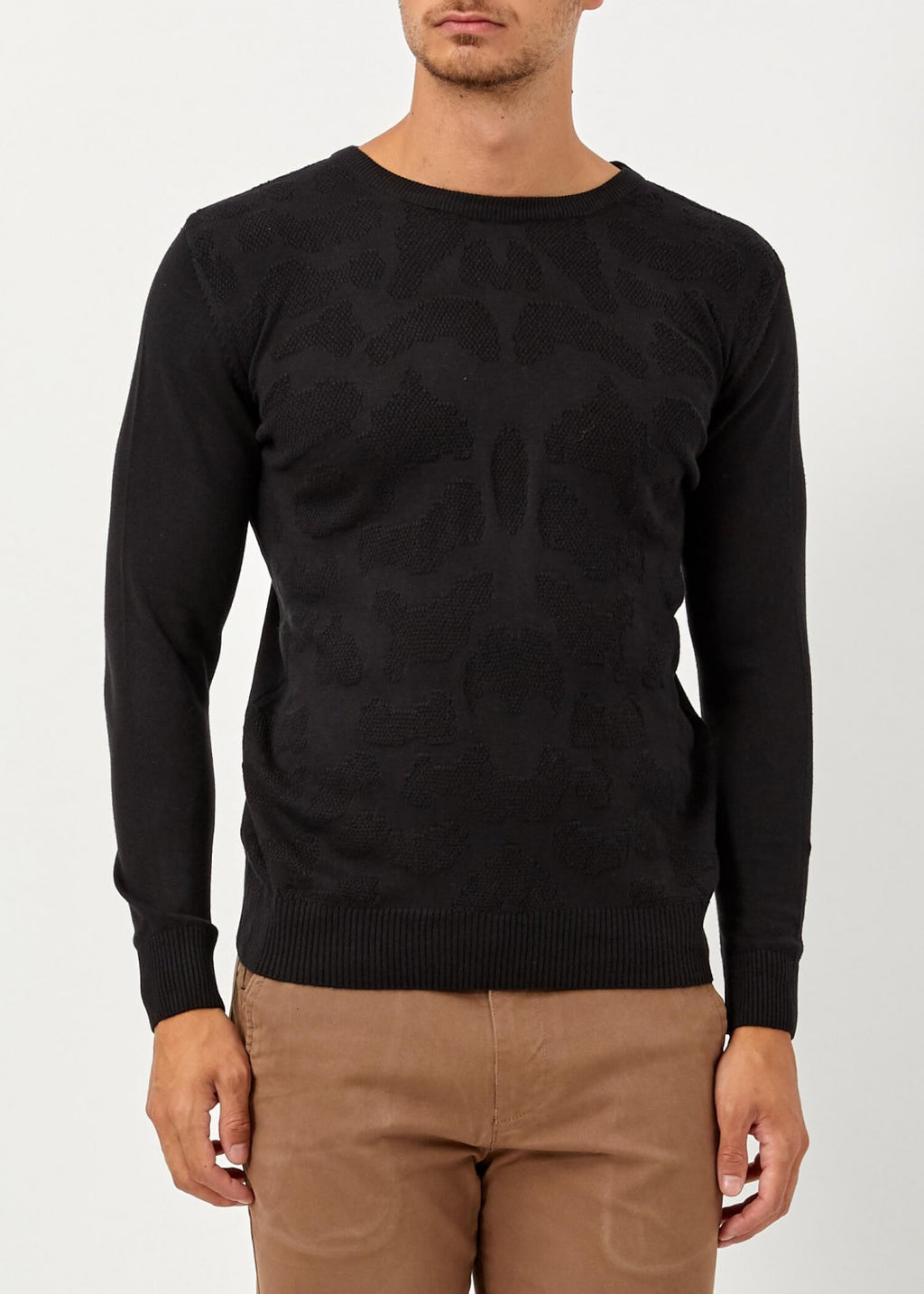 كنزة مطر سوداء مزخرفة رجالي